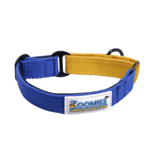 Zoomies Premium Soft Padded Cotton Martingale Collar – Blue & Yellow